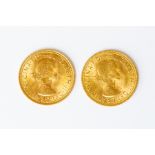 Sovereigns: An Elizabeth II sovereign 1965 and an Elizabeth II sovereign 1966 (2)