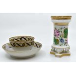 Late 18th Century tea bowl and saucer, along with an early 19th Century posy vase