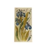 Poole Pottery tile decorated with iris, marked to back, 30 x 15 cms approx Condition: Few small