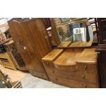 Circa 1930/40's tallboy Art Deco dressing table with mirror along with a 1950's china cabinet