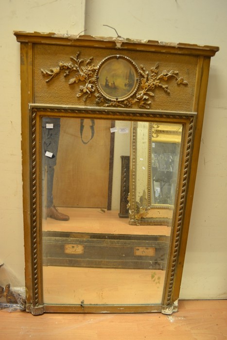 A late 19th Century gilt-wood overmantle mirror a/f 79cm wide, 125cm high