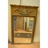 A late 19th Century gilt-wood overmantle mirror a/f 79cm wide, 125cm high