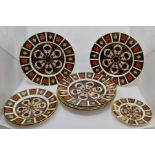 Collection of nine Royal Crown Derby 1128 Imari pattern plates