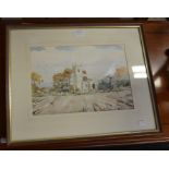 J M Pickin (20th Century) Study of Churchyard watercolour, signed & dated 1988 together with 3