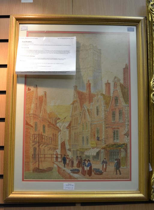 Paul Braddon (1864 - 1938), a pair of watercolours depicting European street scenes, each signed - Image 2 of 2