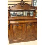 A 19th Century rose mahogany mirror backed small sideboard with single drawer above two cupboard