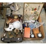 Brassware including oil lamp; wall mounted bell; blow lamps; ceiling lights; clock/barometer;