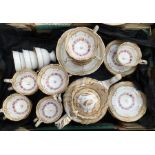 A mid Victorian part set, comprising teapot, 17 cups, 11 saucers, large slop bowl, all transfer