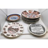 A collection of assorted Japanese Imari cabinet plates, hand painted and some transfer printed,