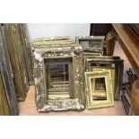 A large collection of small 19th Century Gesso-edged frames in various states of repair