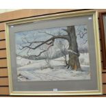Derby interest - I. Collins, Snow in Allestree Park, signed watercolour