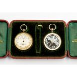 Houghton and Gunn silver temp gaze and compass in case, London made.