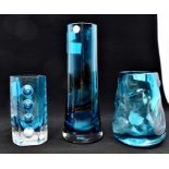 Three blue glass Whitefriar's vases Condition: No obvious signs of damage or restoration, just