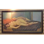 A large reflected nude painting, R. Caty, late 19th Century, signed LRHS