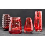 A collection of French 1960's art ruby glass and ruby Whitefriar's