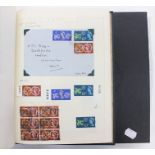 A collection of stamps in two albums and loose to include two margin Penny Blacks, Penny Reds,