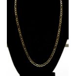 A 9ct gold figaro chain with a lobster caw clasp, length approx. 48cm long, weight approx 9.5gms