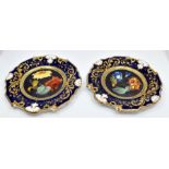 A pair of early 19th Century hand painted cabinet plates, each depicting floral still life's to