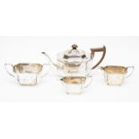 A four piece tea service George V, Sheffield 1921, one milk jug Sheffield 1927, all marks for Thomas