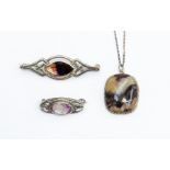 Blue John jewellery - brooches and a pendant