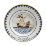 Poole pottery "The ship pf Harry Paye, Poole, 1400" charger. Dated 1952. The ship drawn by Arthur