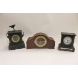 A 1960's mantel clock Perfut Germany and two 19th Century slate clocks A/F