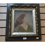 One oil print of young woman