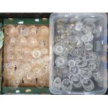 Two boxes of assorted drinking glasses, including wine glasses, Edinburgh Crystal champagne