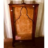 A 20th Century oak glazed display cabinet, rectangular top, glazed inlay door, raised curved