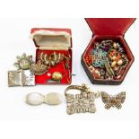 Art Deco dress studs, brooches etc in two boxes