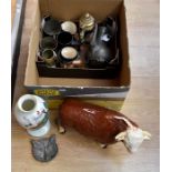 Melba Ware, large ceramic bull, possibly a butchers shop display, together with miscellaneous