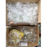 Collection of glassware including cut glass glasses, bowls, bottles, lemonade set etc