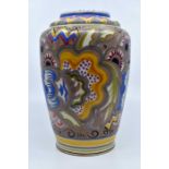 Poole Pottery baluster vase, richly decorated with traditional floral design, marked to base,