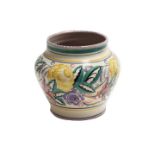 Poole Pottery plant pot, decorated with traditional floral design, marked to base, 23 cms tall