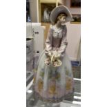 Very large Lladro figure of a lady "Spring Courtship" no 1818. Condition: One flower petal