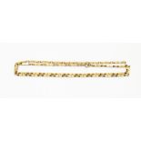 A 9ct gold fancy link chain, each link rectangular shaped with line engraved details, , length