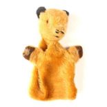 Two Sooty hand puppets, reputably from the stage/TV shows, circa 1950/1960 with an original