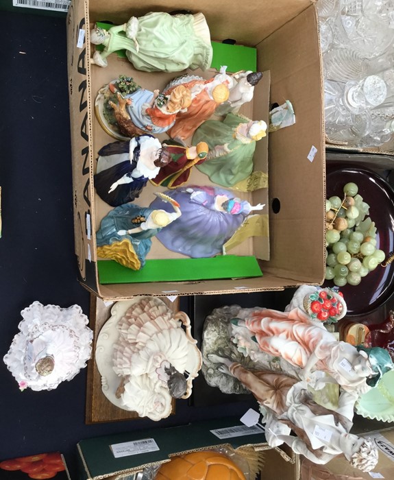 Collection of Franklin Mint figure of ladies, and Royal Worcester The Fairest Rose.