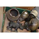 ****AUCTIONEER TO ANNOUNCE LOT WITHDRAWN****A collection of African soap stone heads, rhino and