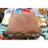 Early Victorian heated foot stool, walnut and inlaid with copper pan inside the lid