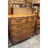 A George III-IV mahogany bow front chest of drawers, two short and three long graduated drawers on