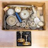 A collection of silver plate/EPNS including white metal mounted dressing table set with tray; rose