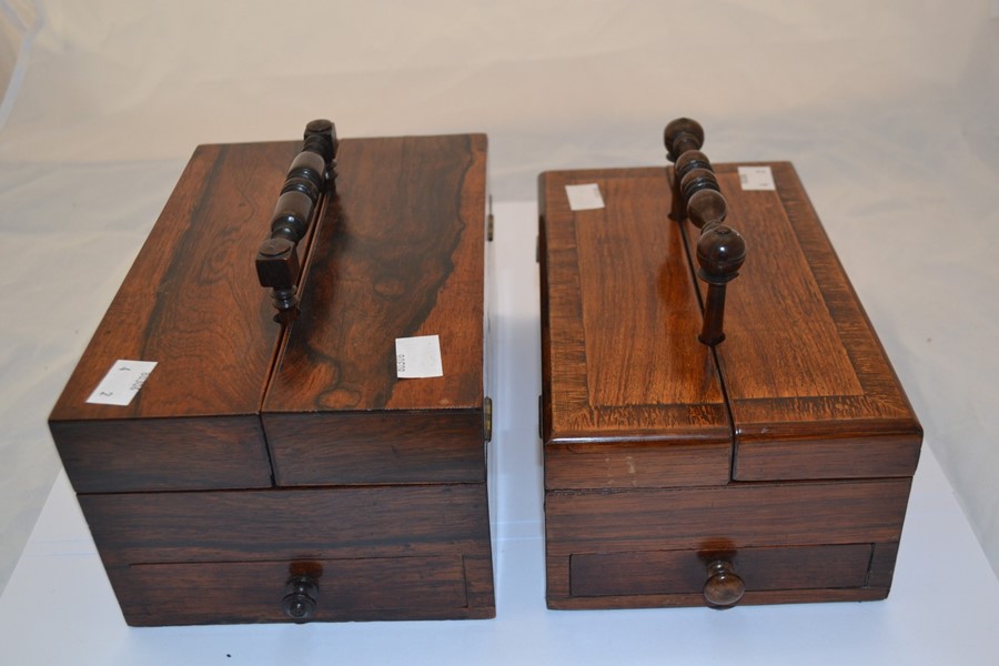 A pair of mahogany portable writing boxes, circa late 19th Century