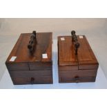 A pair of mahogany portable writing boxes, circa late 19th Century