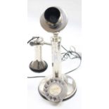 A GEC candlestick steel cased phone, rewired for current use, early 20th Century