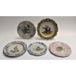 Five French Faience plates, Formantraux, Geo Martell, AB Quimper, PB and a Quimper club