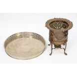 An Edwardian Regency revival bottle/wine cooler together with a circular plated tray, both plated on