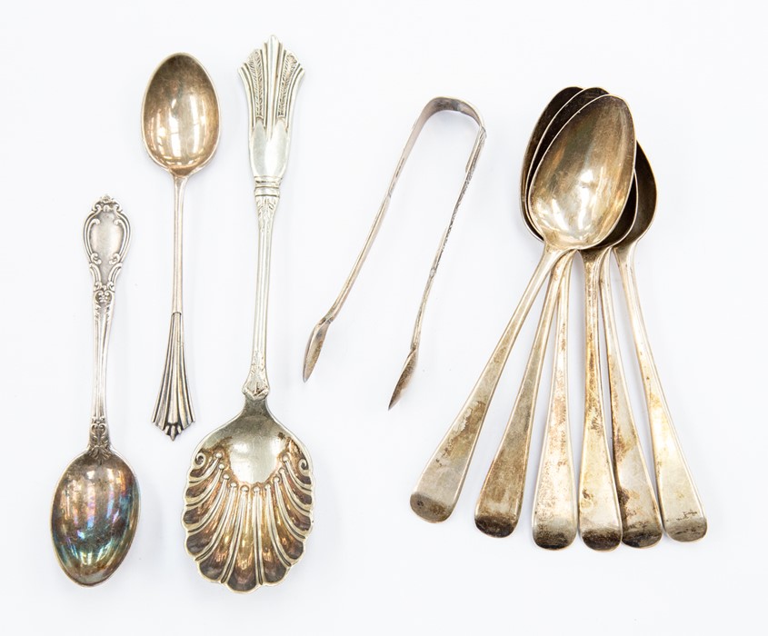 A Victorian silver set of six teaspoons, London 1839, makers mark for SH DC, two coffee spoons, a