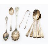 A Victorian silver set of six teaspoons, London 1839, makers mark for SH DC, two coffee spoons, a
