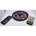 Late 20th Century Moorcroft wall plate marked 1/200 and two pin dishes  Condition: No obvious